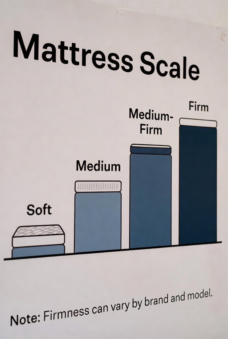 Too firm vs too soft mattress symptoms chart showing shoulder pressure, hip sink, and lower-back alignment issues